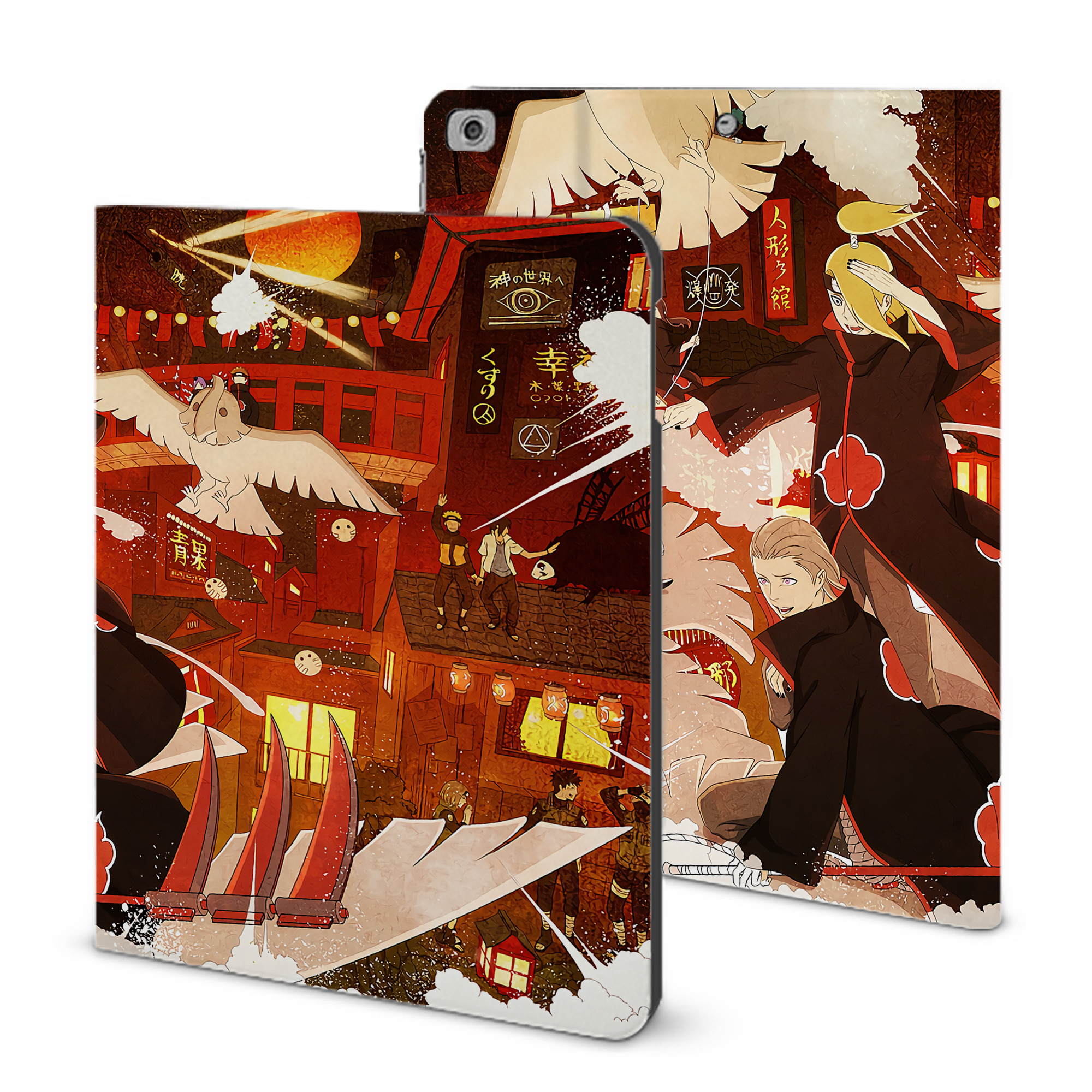 （画像用） NARUTO -ナルト- NARUTO -ナルト- 疾風伝 IPad ケース ブック型 PUレザー TPU 耐衝撃 軽量 薄型 ペン収納なし 全面保護 IPad 各モデル対応